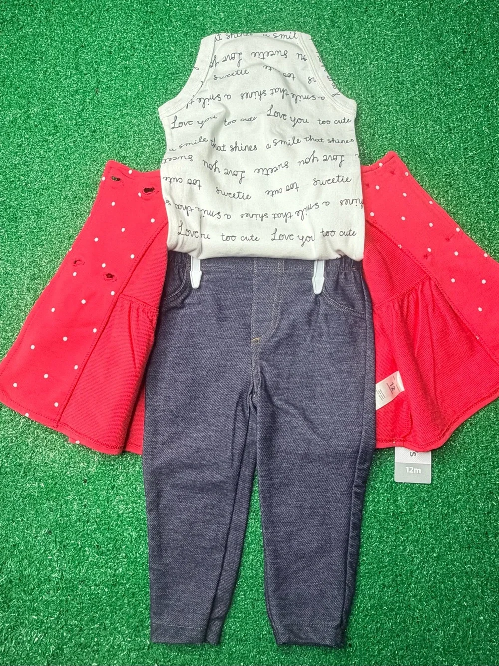 Carter's White Script & Bright Pink Baby Bottoms